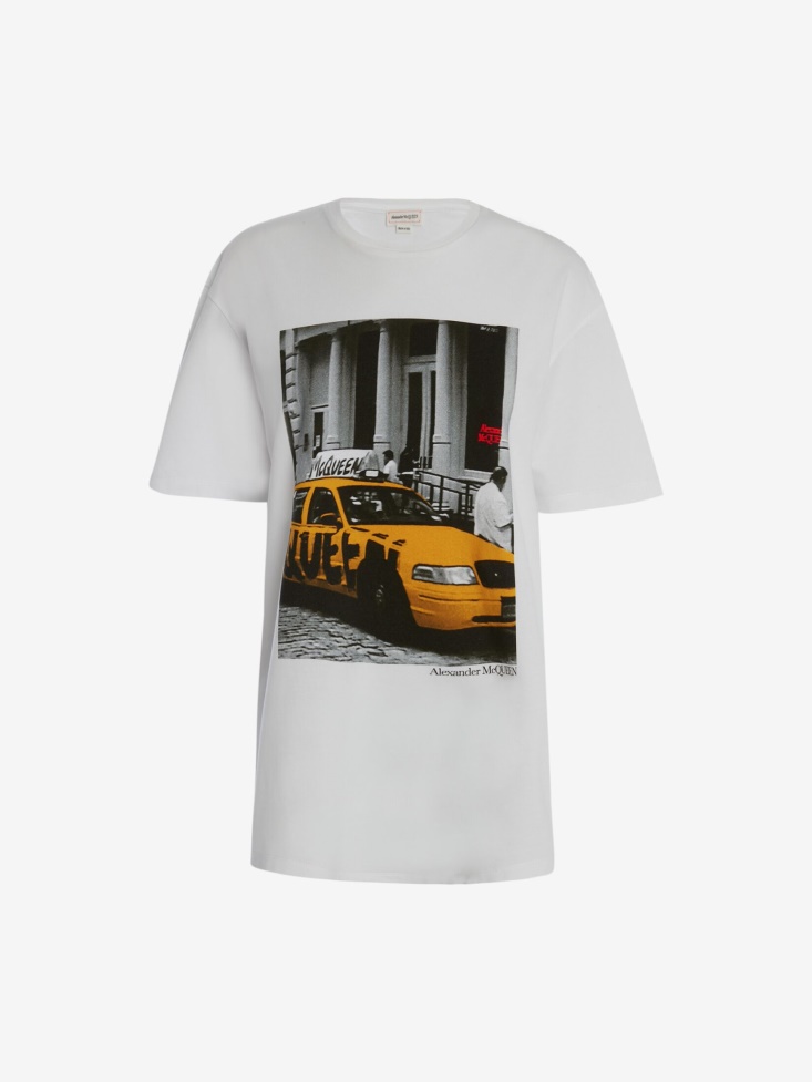 Fashion Alexander McQueen White Women's New York Graffiti T-Shirt