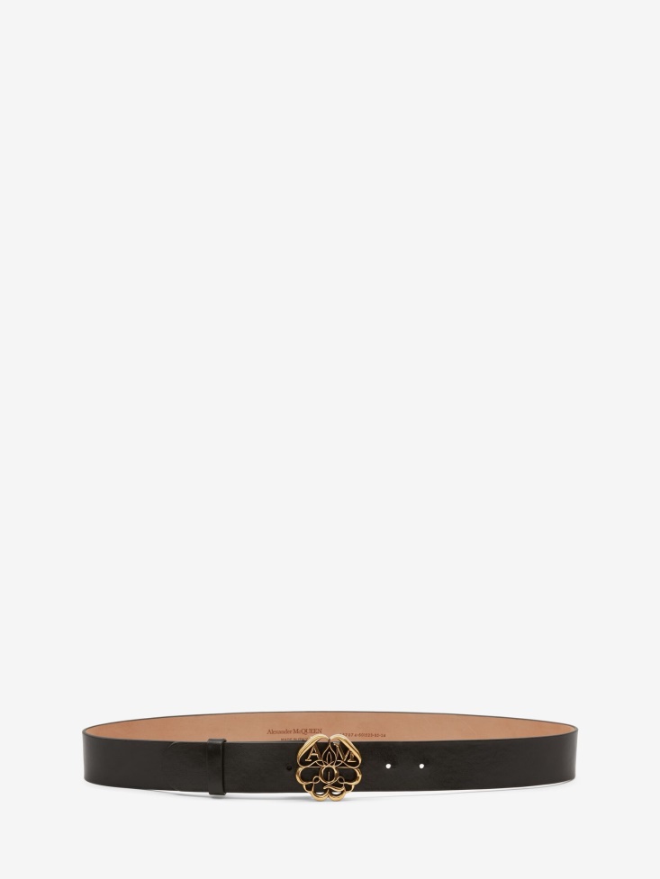 Black Women's Seal Logo Belt Fashion Alexander McQueen