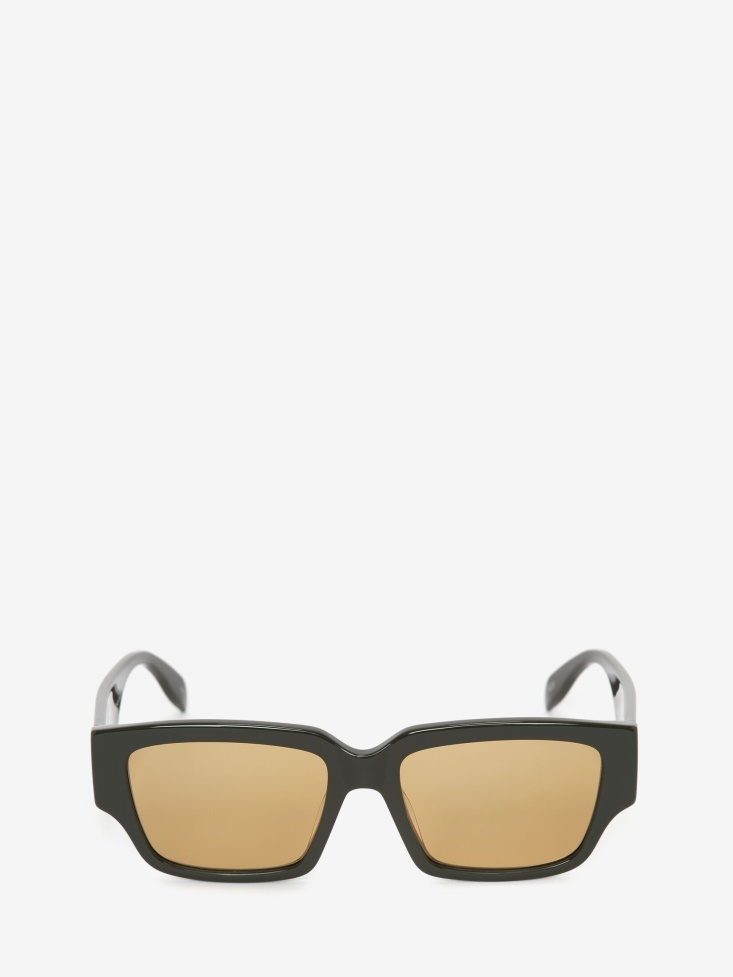Men's in Graffiti Rectangular Sunglasses Fashion Alexander McQueen Khaki