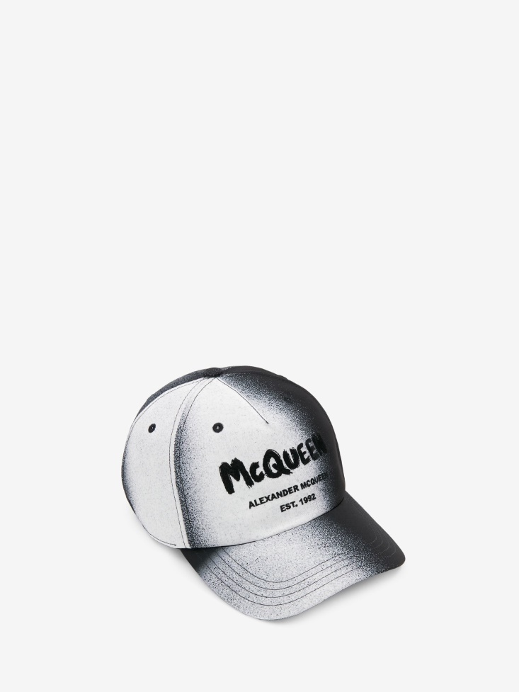 Fashion Alexander McQueen Black/Ivory Men's Silhouette Baseball Cap