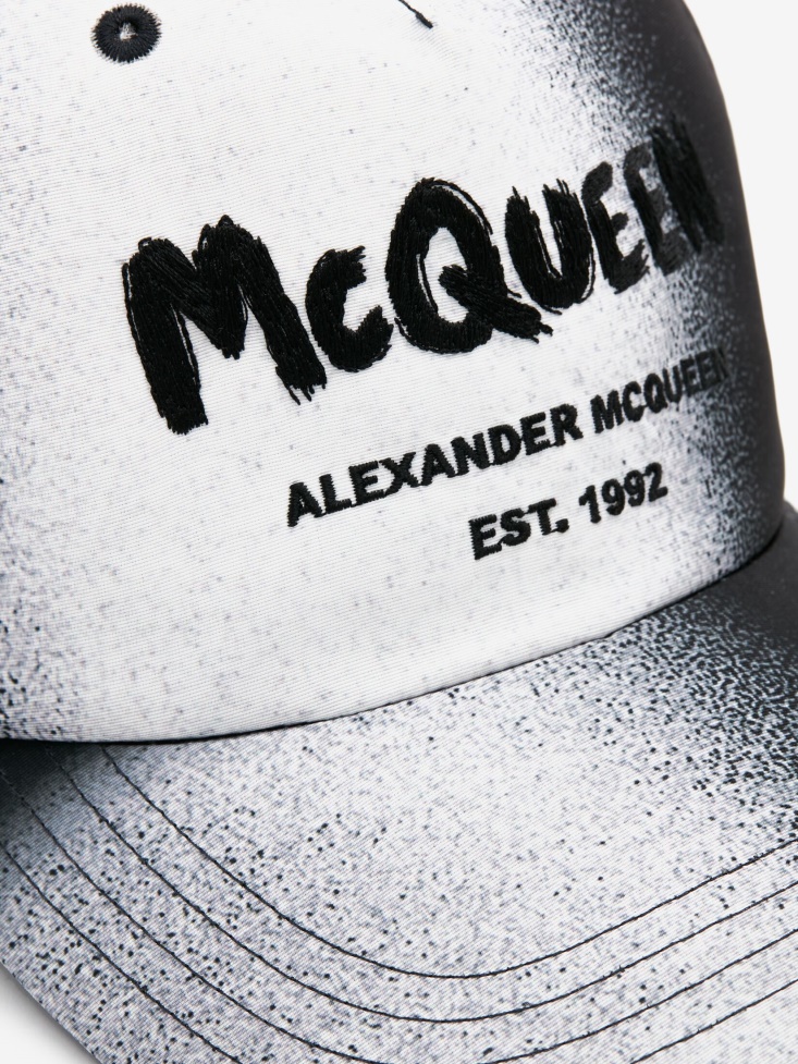 Fashion Alexander McQueen Black/Ivory Men's Silhouette Baseball Cap
