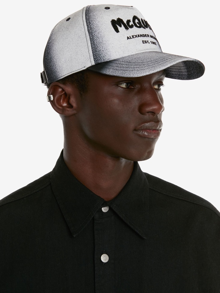Fashion Alexander McQueen Black/Ivory Men's Silhouette Baseball Cap