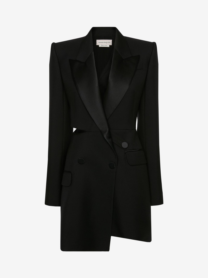 Fashion Alexander McQueen Women's Slashed Tuxedo Double-Breasted Dress Black