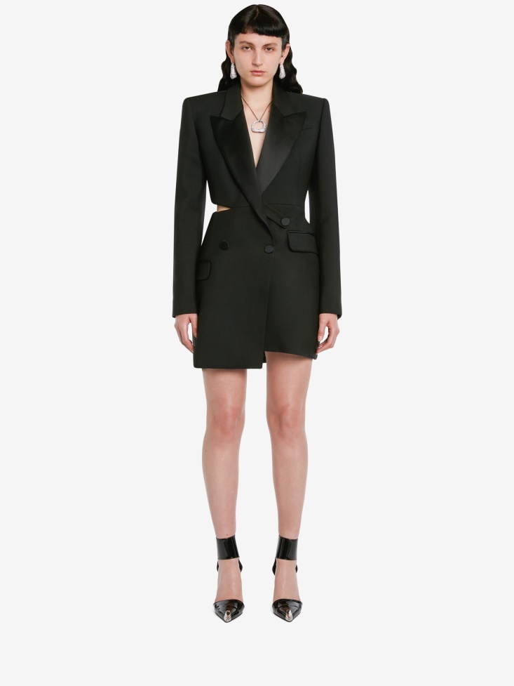 Fashion Alexander McQueen Women's Slashed Tuxedo Double-Breasted Dress Black