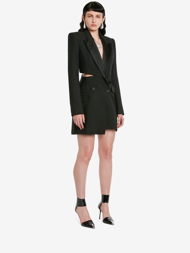 Fashion Alexander McQueen Women's Slashed Tuxedo Double-Breasted Dress Black
