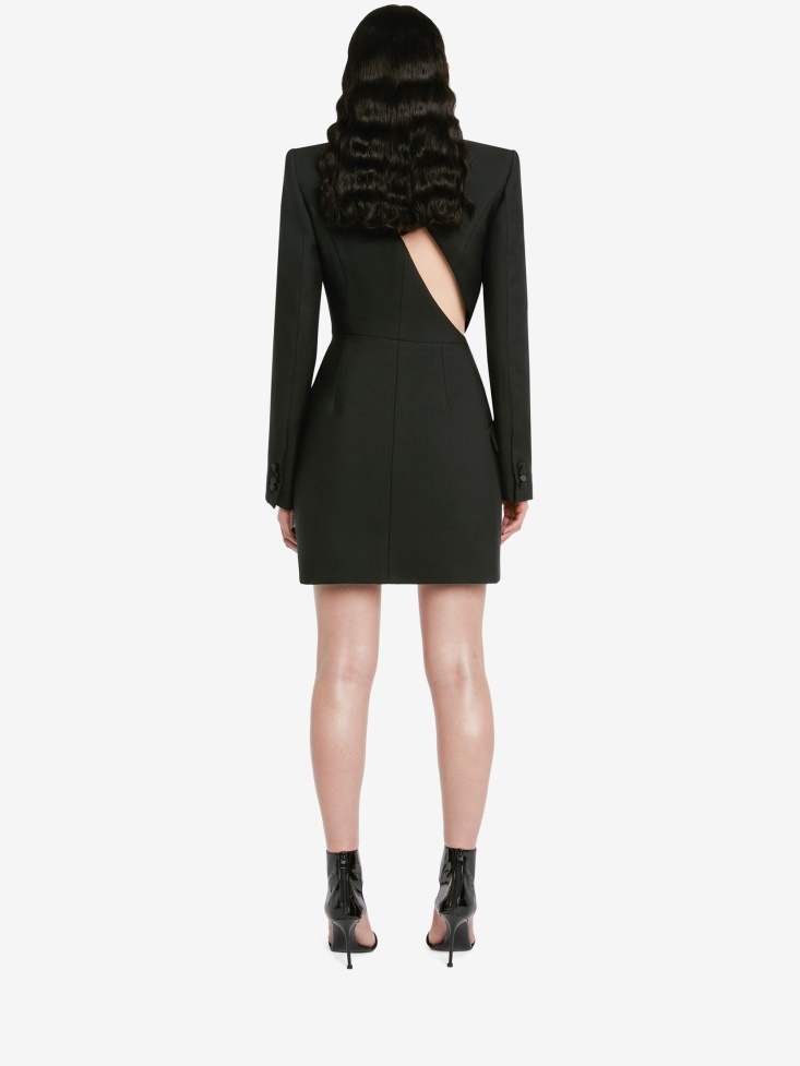 Fashion Alexander McQueen Women's Slashed Tuxedo Double-Breasted Dress Black
