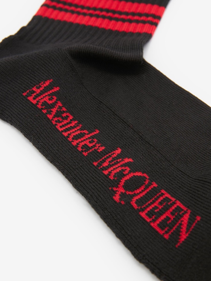 Black/Red Fashion Alexander McQueen Men's Skull Sport Socks