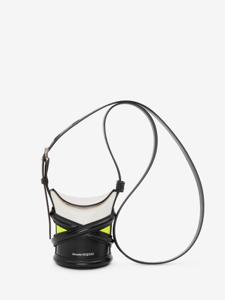 Fashion Alexander McQueen Ivory/Black/Acid Yellow Women's The Curve Mini