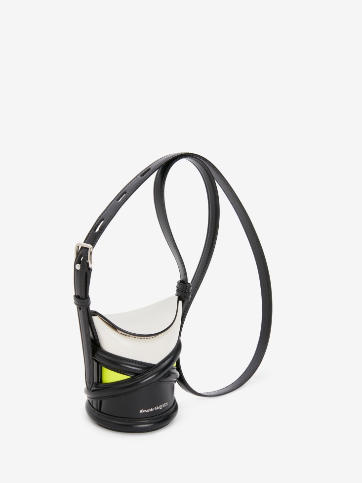Fashion Alexander McQueen Ivory/Black/Acid Yellow Women's The Curve Mini