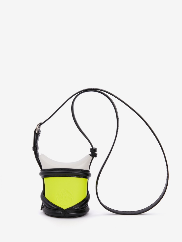 Fashion Alexander McQueen Ivory/Black/Acid Yellow Women's The Curve Mini