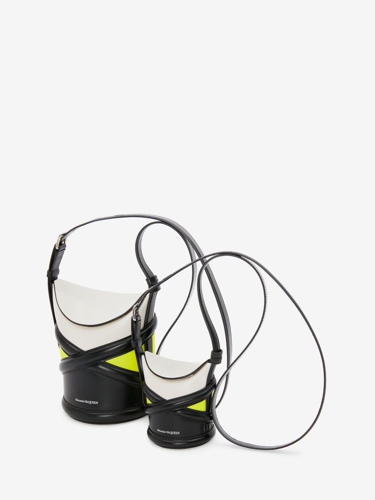 Fashion Alexander McQueen Ivory/Black/Acid Yellow Women's The Curve Mini