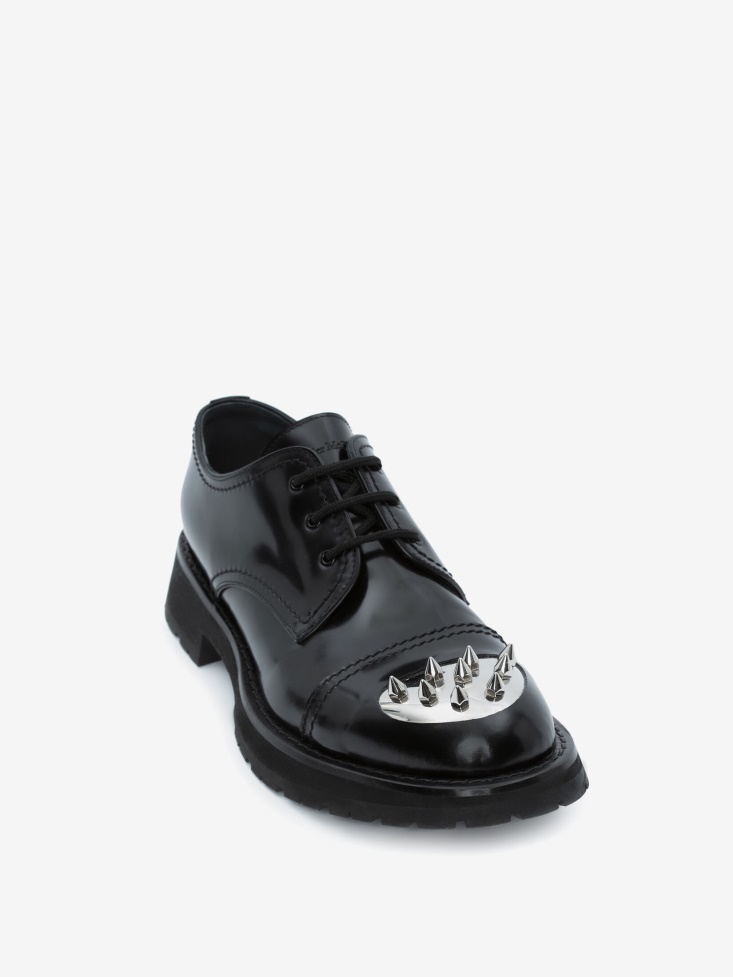 Fashion Alexander McQueen Black/Silver Men's Punk Stud Derby