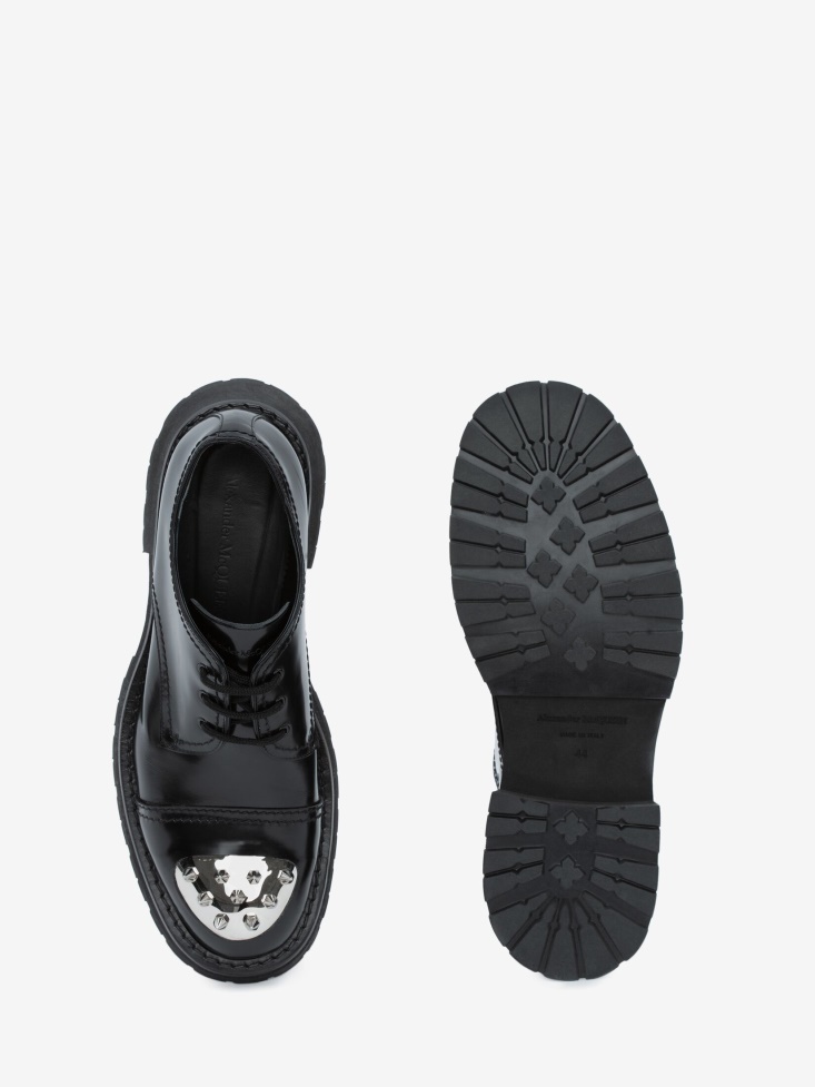 Fashion Alexander McQueen Black/Silver Men's Punk Stud Derby
