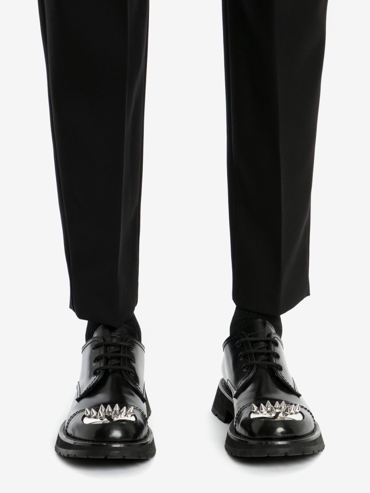 Fashion Alexander McQueen Black/Silver Men's Punk Stud Derby