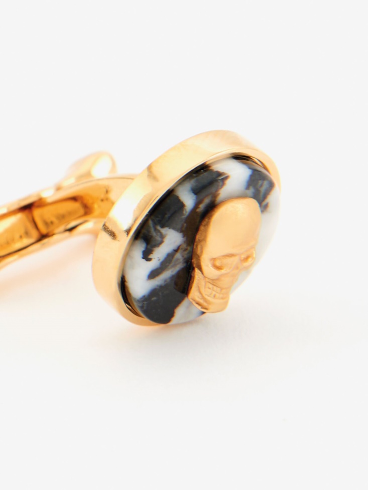 Fashion Alexander McQueen Black Men's Skull On Stone Cufflinks