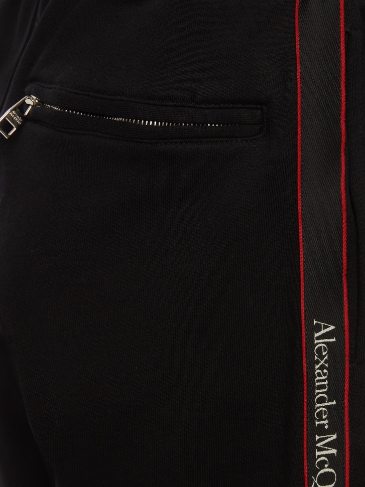 Men's Selvedge Logo Tape Detail Shorts Black Fashion Alexander McQueen