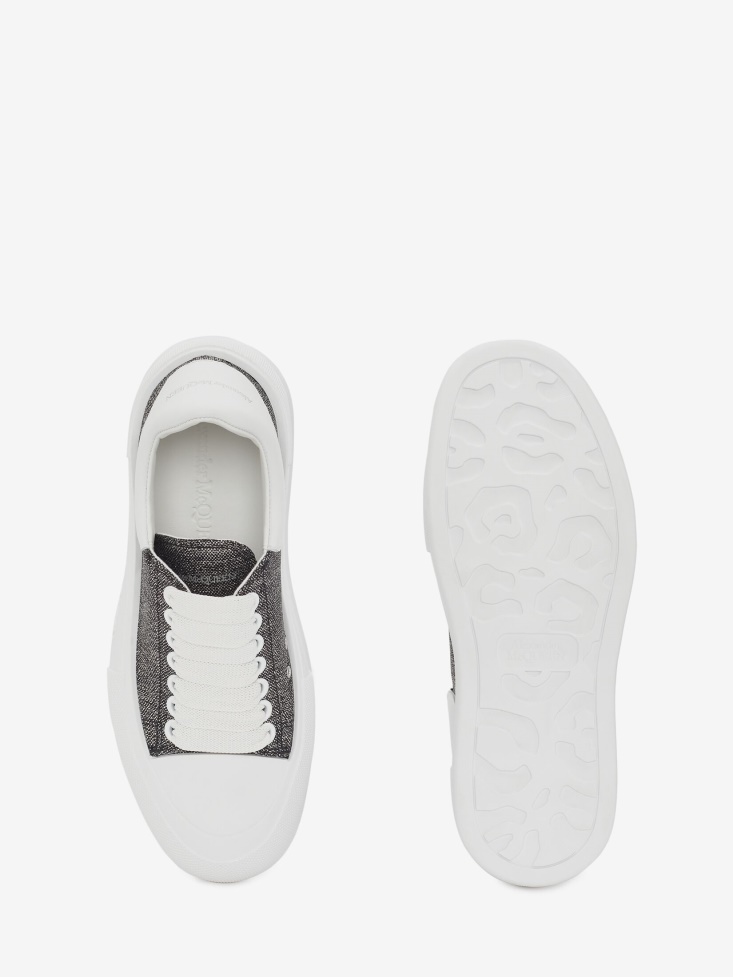 Black/Silver Women's Deck Lace Up Plimsoll Fashion Alexander McQueen