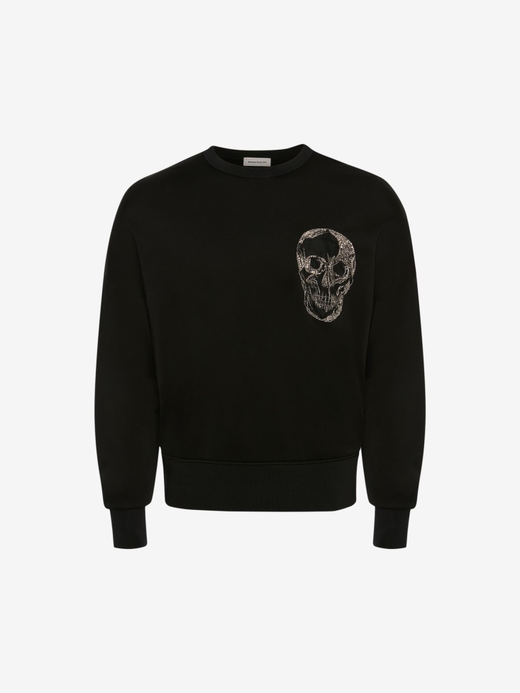 Men's Skull Motif Sweatshirt Fashion Alexander McQueen Black