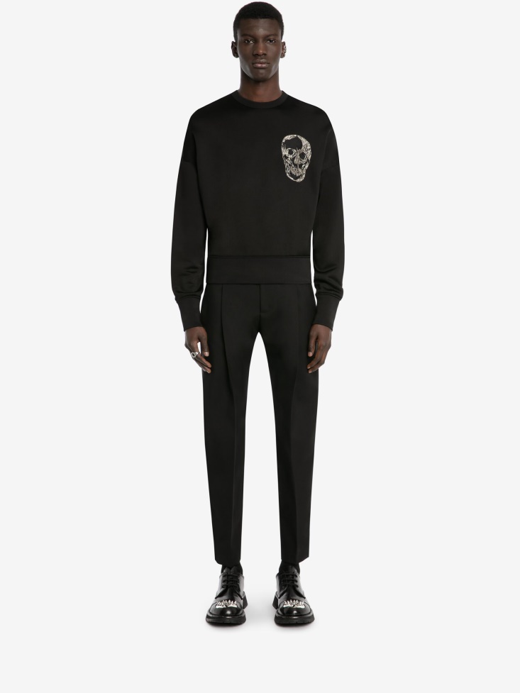Men's Skull Motif Sweatshirt Fashion Alexander McQueen Black