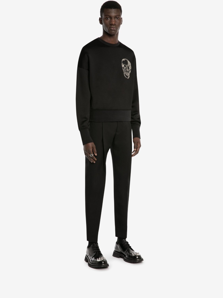 Men's Skull Motif Sweatshirt Fashion Alexander McQueen Black