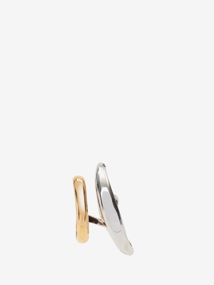 Women's Double Hoop Single Earring Antique Silver Fashion Alexander McQueen