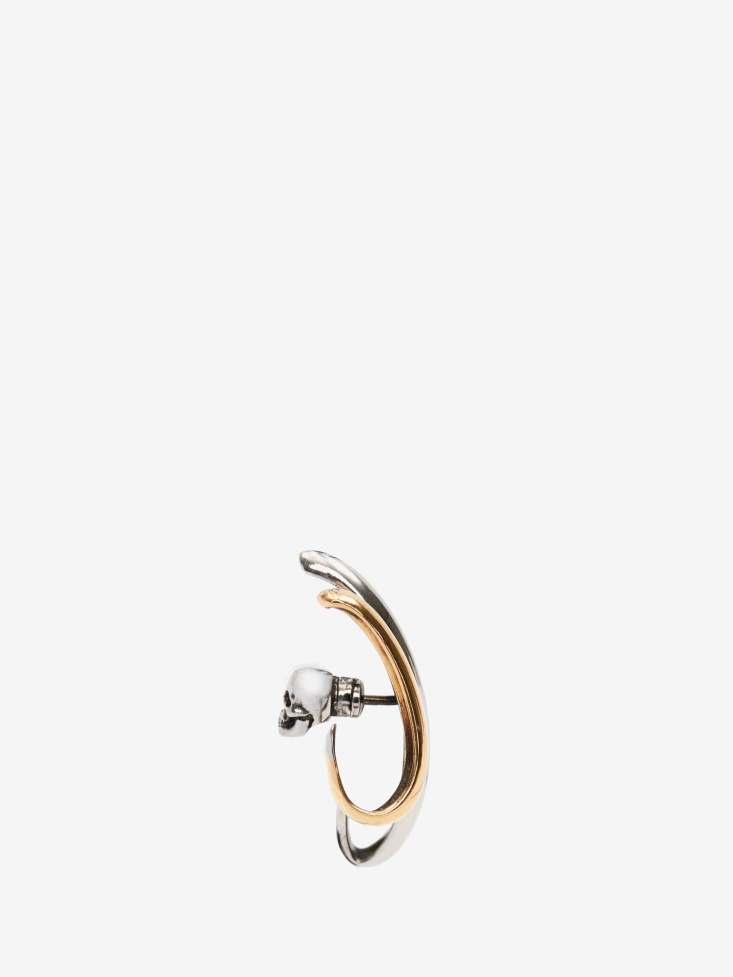 Women's Double Hoop Single Earring Antique Silver Fashion Alexander McQueen