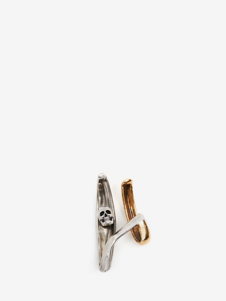Women's Double Hoop Single Earring Antique Silver Fashion Alexander McQueen