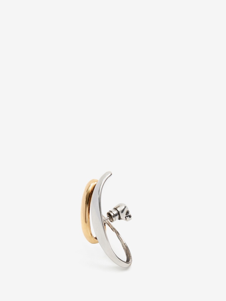 Women's Double Hoop Single Earring Antique Silver Fashion Alexander McQueen