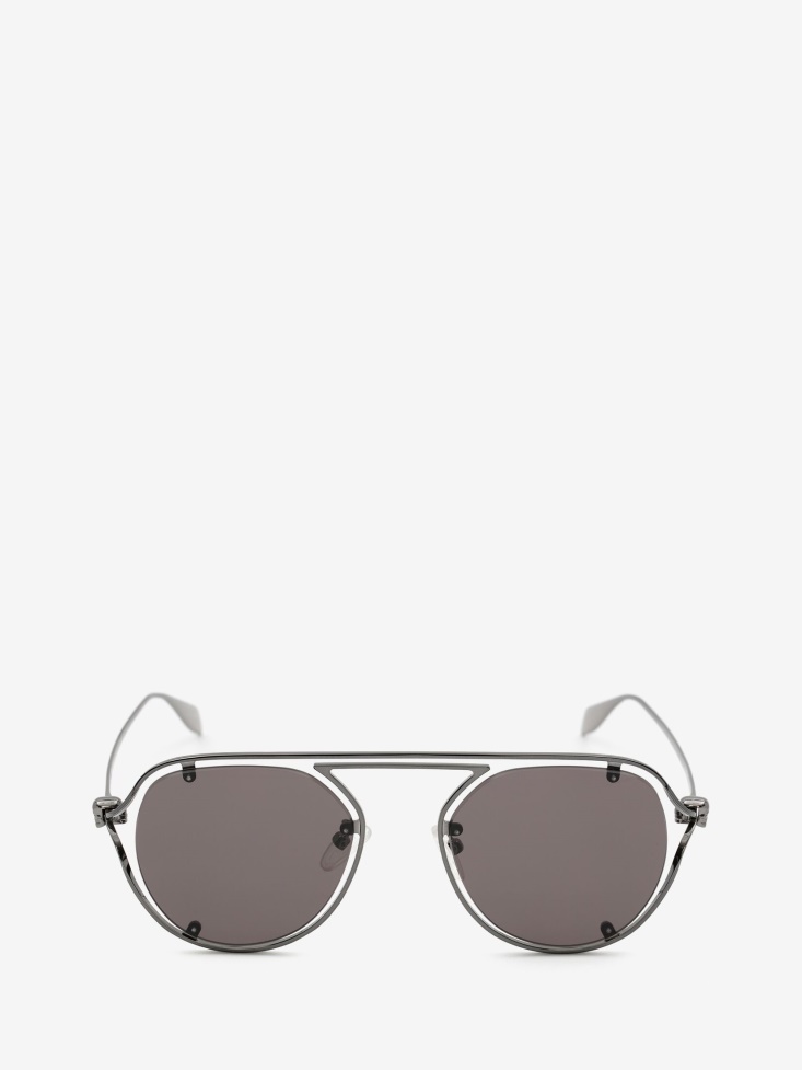 Ruthenium Men's Skull Hinge Pantos Sunglasses Fashion Alexander McQueen