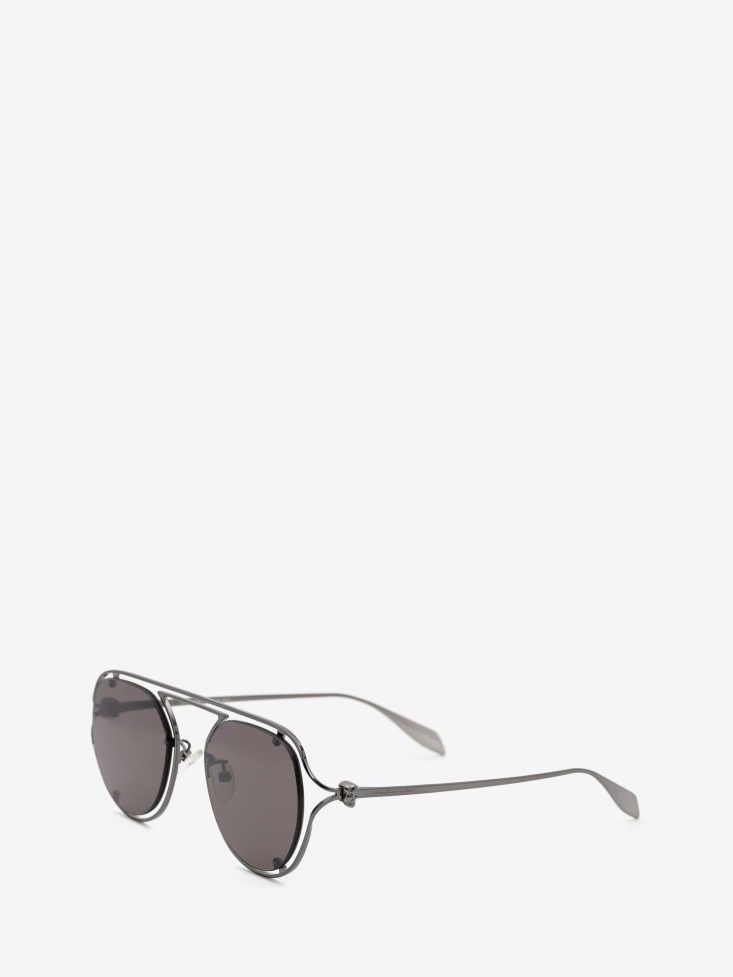 Ruthenium Men's Skull Hinge Pantos Sunglasses Fashion Alexander McQueen