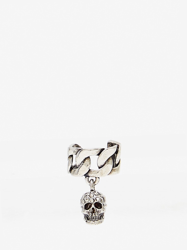 Women's Chain Ear Cuff With Pave Skull Fashion Alexander McQueen Antique Gold