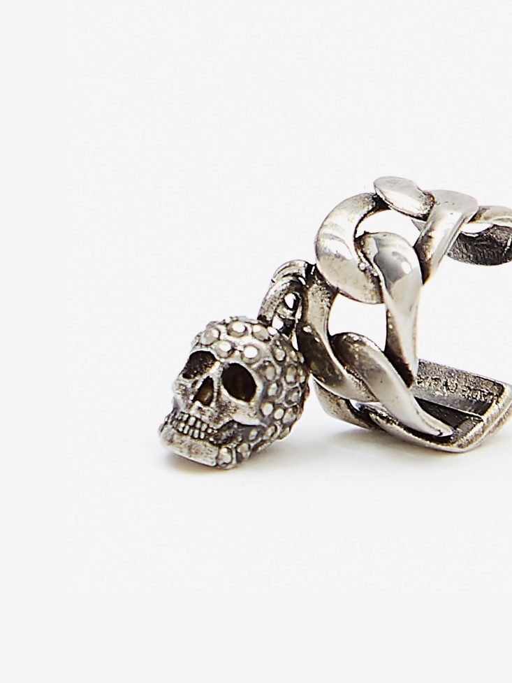 Women's Chain Ear Cuff With Pave Skull Fashion Alexander McQueen Antique Gold