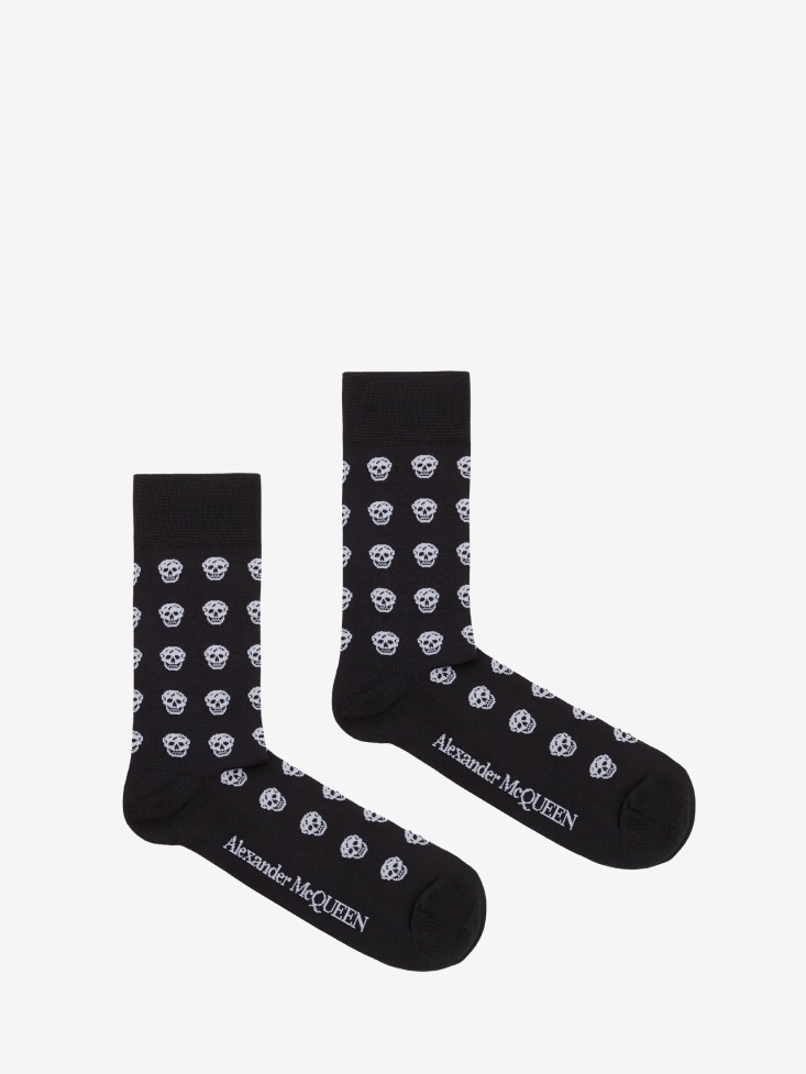 Black Fashion Alexander McQueen Men's Short Skull Socks