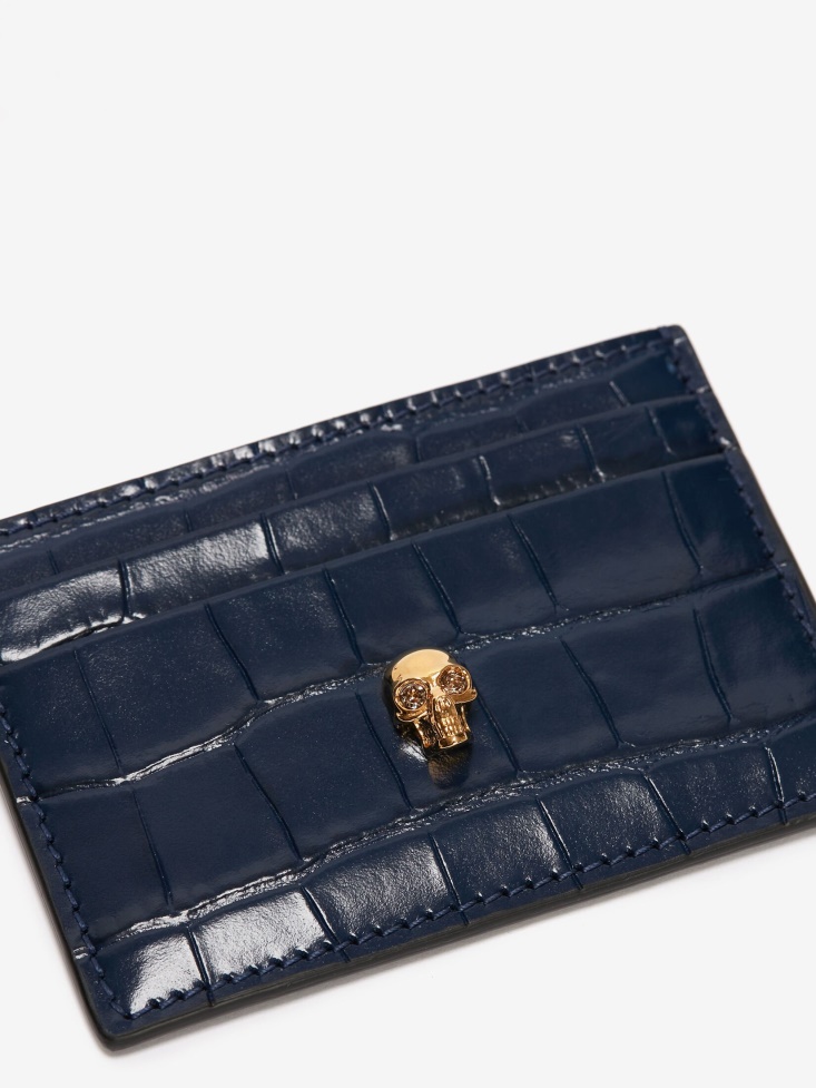 Fashion Alexander McQueen Women's Skull Card Holder Navy