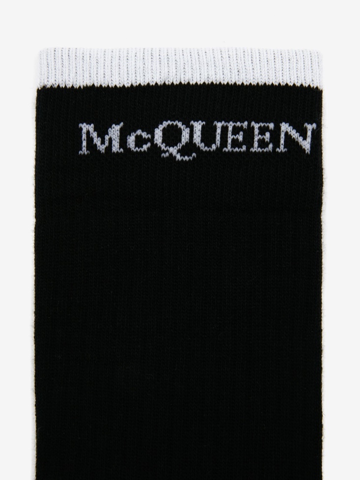 Black/White Men's Reversible Skull Logo Socks Fashion Alexander McQueen