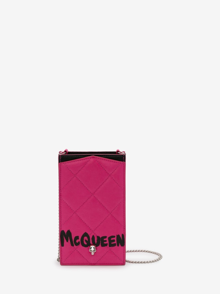 Fashion Alexander McQueen Bobby Pink Women's in Graffiti Phone Case With Chain