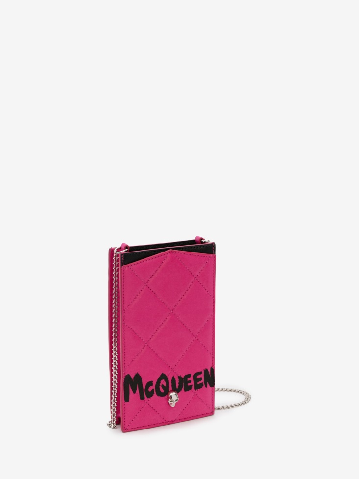Fashion Alexander McQueen Bobby Pink Women's in Graffiti Phone Case With Chain