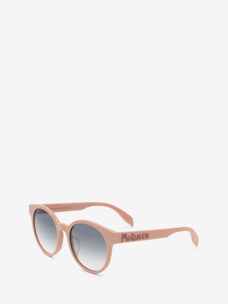 Pink Women's in Graffiti Round Sunglasses Fashion Alexander McQueen