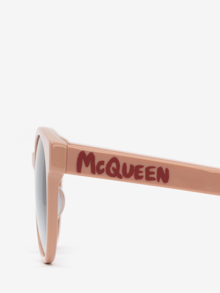 Pink Women's in Graffiti Round Sunglasses Fashion Alexander McQueen