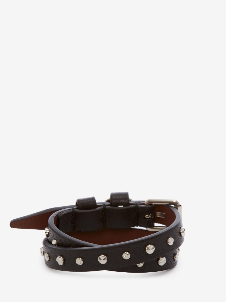 Women's Hammered Studs Double-Wrap Bracelet Fashion Alexander McQueen Black