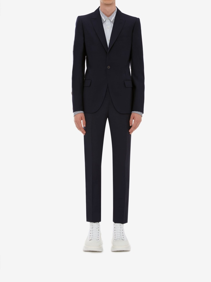 Men's Wool Mohair Trousers Navy Fashion Alexander McQueen