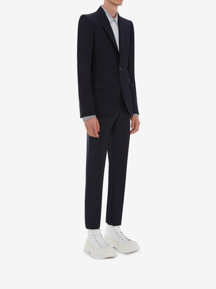 Men's Wool Mohair Trousers Navy Fashion Alexander McQueen