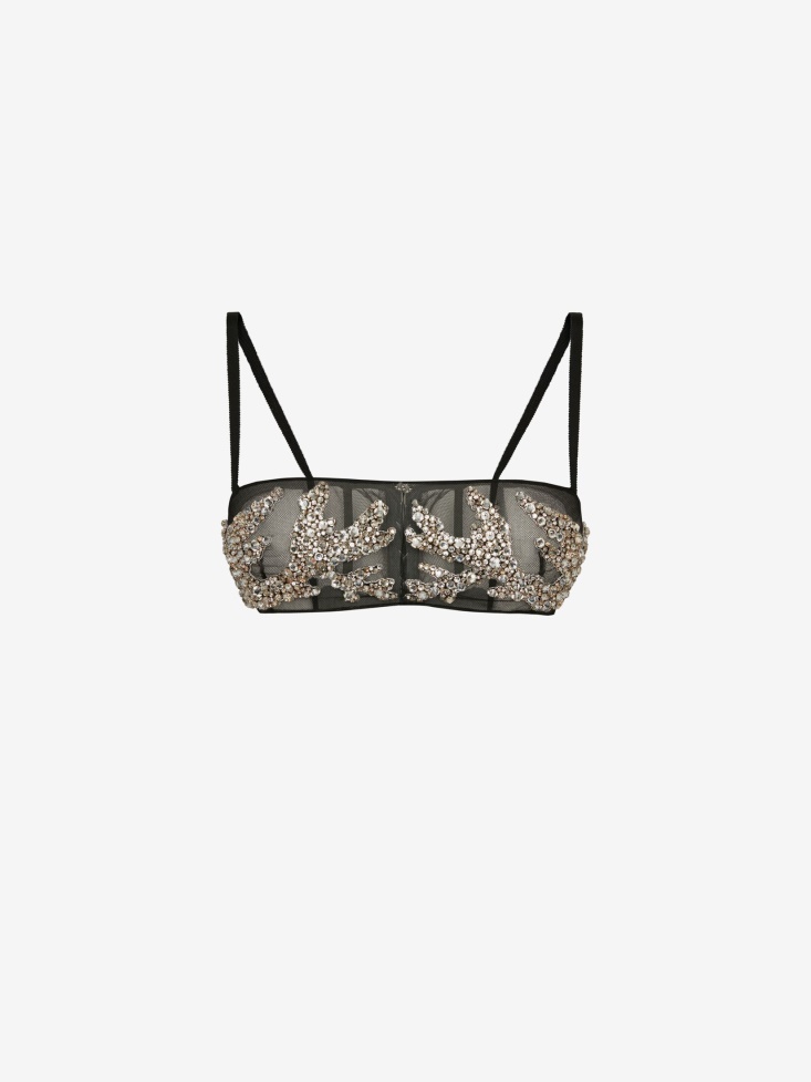 Black Women's Mycelium Embroidery Bandeau Top Fashion Alexander McQueen