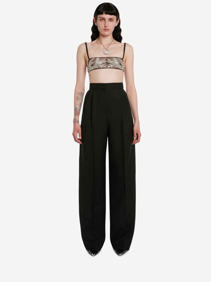 Black Women's Mycelium Embroidery Bandeau Top Fashion Alexander McQueen