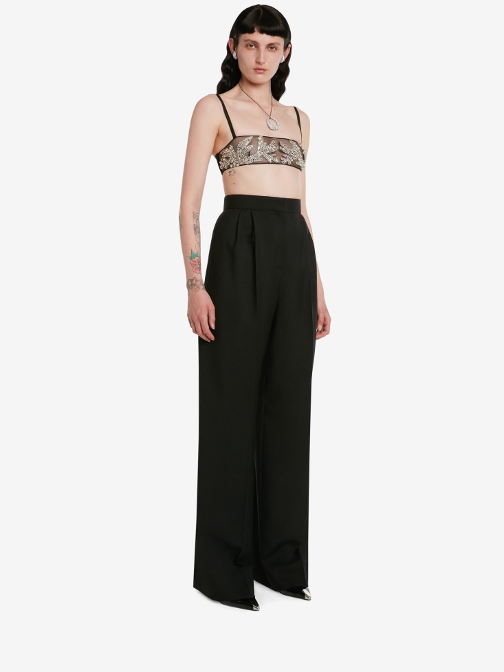 Black Women's Mycelium Embroidery Bandeau Top Fashion Alexander McQueen