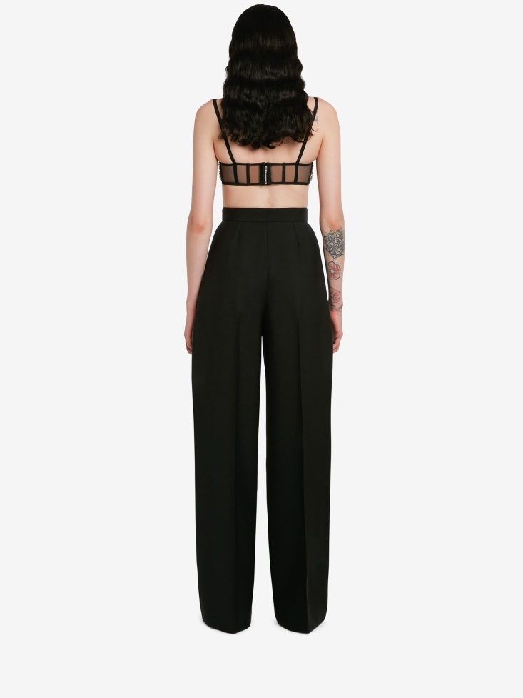 Black Women's Mycelium Embroidery Bandeau Top Fashion Alexander McQueen