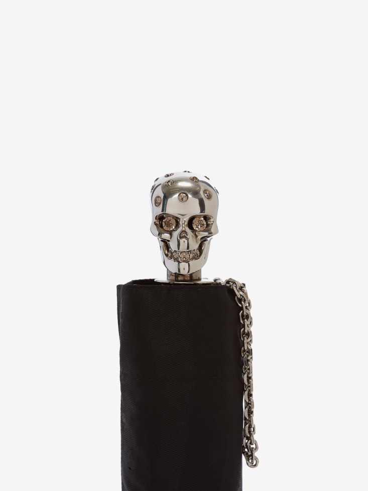 Women's Skull Folded Umbrella Black/Silver/Ivory Fashion Alexander McQueen