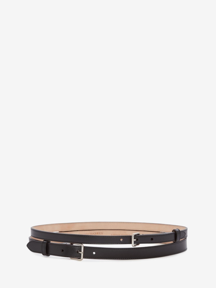 Black Women's Thin Double Belt Fashion Alexander McQueen