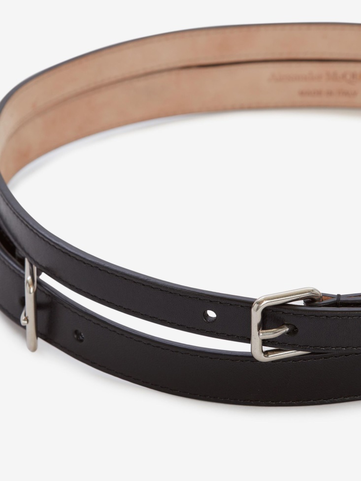 Black Women's Thin Double Belt Fashion Alexander McQueen