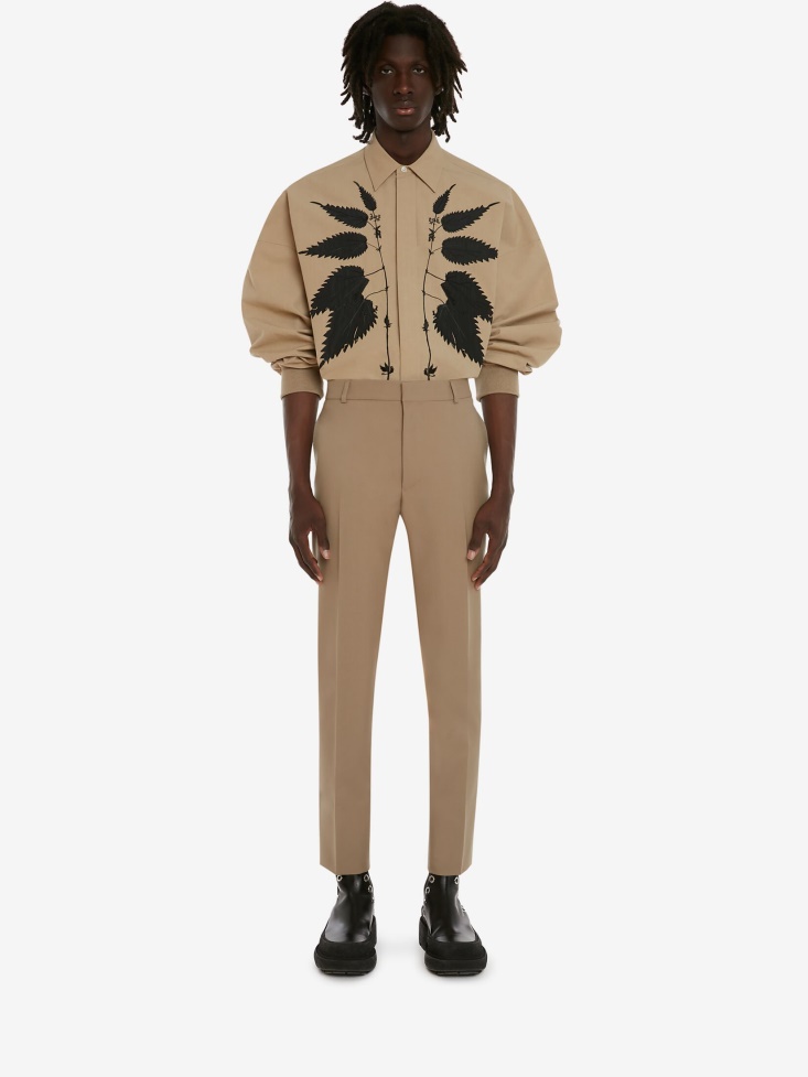 Men's Tailored Cigarette Trousers Beige Fashion Alexander McQueen